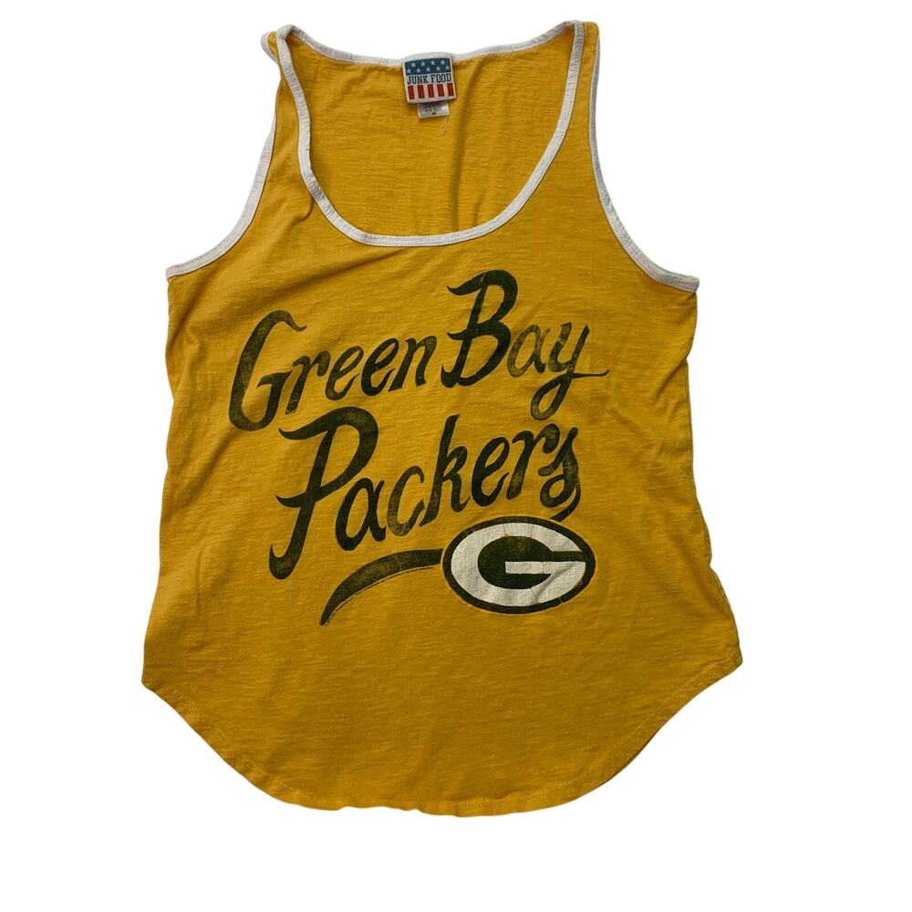 Junk Food Womens Size Medium Green Bay Packers Gold Tank Top Ringer Tee